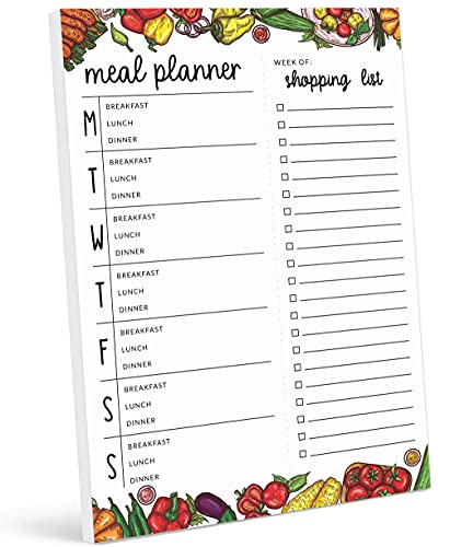 Inkdotpot Weekly Meal Planner Notepad 7″x10”,”Meal Planner” Magnetic Meal Planning Pad with Tear Off Grocery Shopping List for Fridge- Kitchen & Home – 54 Sheets -AS