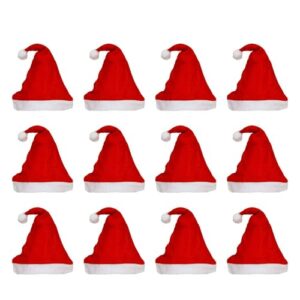 eCraftIndia Red and White Merry Christmas Hats, Santa Claus Caps for Kids and Adults – Free Size Xmas Caps, Santa Claus Hats for Christmas, New Year, Festive Holiday Party (Set of 12)