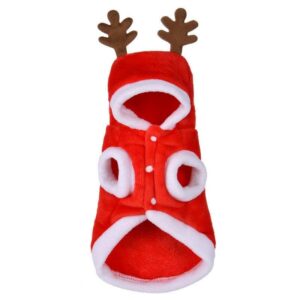 Dog Santa Dress Dogs Christmas Dress Pets Christmas Dress Dog Cat Christmas Costume Santa Claus Cosplay Dress with Hat Pet Dog Costumes Puppy Winter Warm Clothes Cloak Puppy Santa Outfits (30)