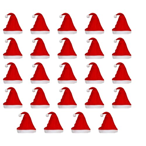 eCraftIndia Red and White Merry Christmas Hats, Santa Claus Caps for Kids and Adults – Free Size Xmas Caps, Santa Claus Hats for Christmas, New Year, Festive Holiday Party (Set of 24)