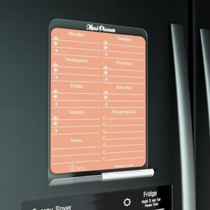 3 Lines ClearBite Acrylic Magnetic Meal Planner Board | Sleek & Durable | Includes Marker & Duster | 24×16 CM | Perfect for Meal Planning, Shopping Lists, Notes | Ideal for Home, Office | Apricot