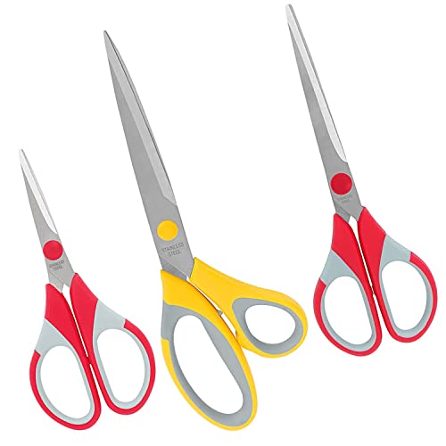 ABOUT SPACE Multipurpose Scissors Set – (Set of 3) Stainless Steel Multicoloured Scissors at Different Sizes for Household,Home & Kitchen, Office, Art & Craft, Sewing, Cloth Cutting (8.5″, 6.9″, 5.5″)