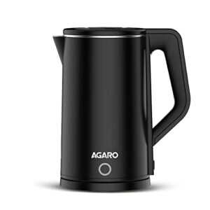 AGARO Elegant Electric Kettle, 1.8L, Double Layered Kettle, Stainless Steel Inner Body, Quick Boil, Water Boiler, Hot Water Kettle, For Making Black Tea & Black Coffee, Auto Shut Off, Black