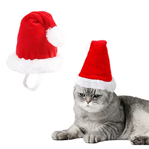 ANIAC Pet Christmas Hat Santa Claus Cap with White Band Xmas Headgear Cute Head Accessories for cat and Small Dogs