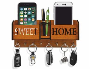 ART PLUS STORE APS Wooden Home Sweet Home Key Holder for Home Wall Decor Stylish, Key Holder for Living Room Wall Decor (Storage Box)