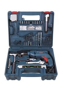 BOSCH Professional GSB 500 RE Corded-Electric Drill Tool Set, 10 mm, 500 Watt, 1 Year Warranty, Blue (100 Pcs Accessory Set)