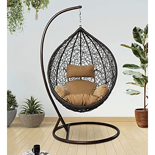 Bhairav Store Furniture Single Seater |Swing Chair with Stand & Hook Indoor| Outdoor| Living Room | Balcony | Garden | Patio | Home Improvement with Cushions