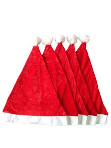 BookMyCostume Set of 5 Santa Caps Combo Adults & Kids Fancy Dress Accessory Adults Red