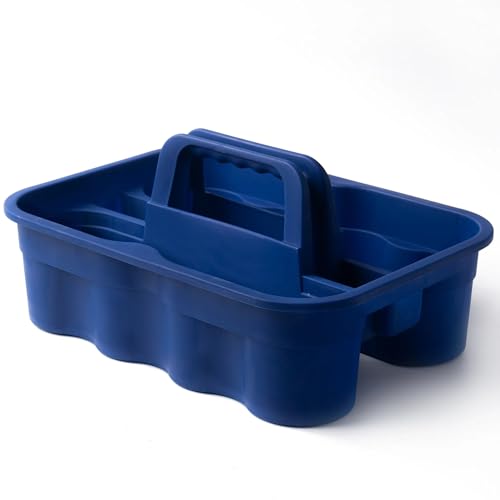 Carepure Caddy Bucket | New Model 2-Compartment Industrial Caddy Bucket, Bathroom Caddy Organizer Basket, Bathroom Organizer Basket, Tool Organizer for Cleaning Bathroom & Windows (Blue)