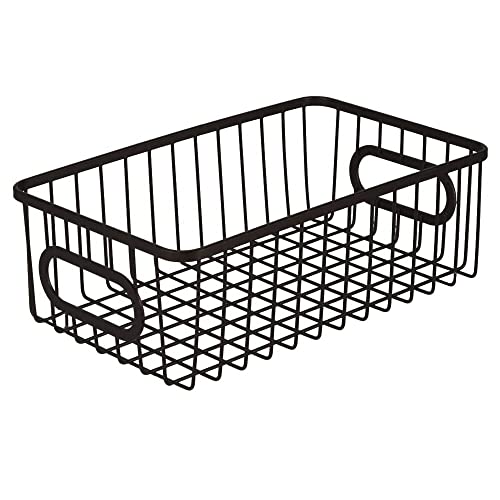 Go Hooked Multipurpose 10″ Metal Storage Organizer Basket Bin – Modern Wire Grid Design – for Organizing Cabinets, Shelves, Countertops, Bedroom, Kitchen, Bathroom, Garage (Pack of 1, Black)