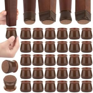 HENGLOBE Chair Leg Protectors for Hardwood Floors, 8 Pcs Silicone Chair Leg Caps, Felt Furniture Pads for Protecting Wood Floors from Scratches and Noise, Smooth Moving (8, Black-Colour)