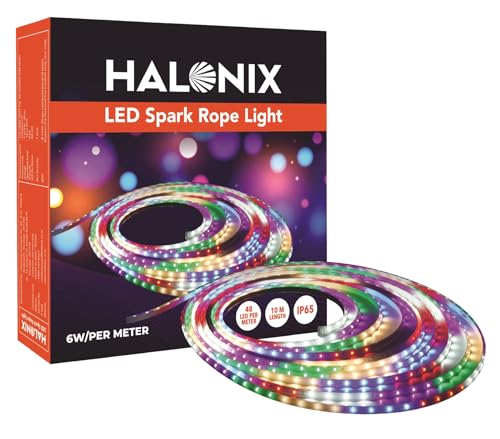 Halonix 10 Meter Multicolor 11W Rope Light with 8 Light Modes | IP65 Certified, BIS Approved | Fairy Light, String Light,Decorative Light | Direct Plug-in | Pack of 1 (10 Meter, Multi Color)