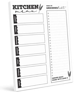 Inkdotpot Weekly Meal Planner Notepad 7″x10”,”Kitchen Menu” Magnetic Meal Planning Pad with Tear Off Grocery Shopping List for Fridge- Kitchen & Home – 54 Sheets -3R