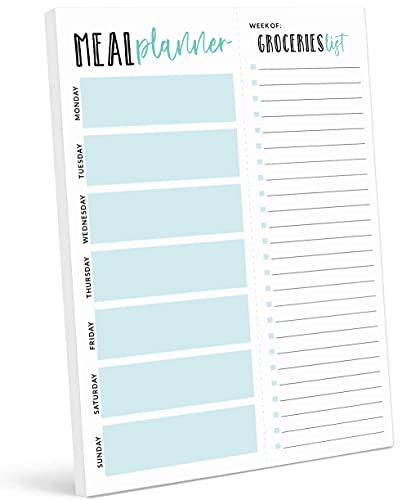 Inkdotpot Weekly Meal Planner Notepad 7″x10″,”Meal Planner” Magnetic Meal Planning Pad with Tear Off Grocery Shopping List for Fridge- Kitchen & Home – 54 Sheets