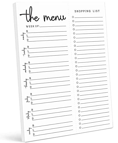 Inkdotpot Weekly Meal Planner Notepad 7″x10”,”The Menu” Magnetic Meal Planning Pad with Tear Off Grocery Shopping List for Fridge- Kitchen & Home – 54 Sheets -8Q