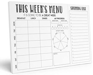 Inkdotpot Weekly Meal Planner Notepad 7″x10”,”This Week’s Menu” Magnetic Meal Planning Pad with Tear Off Grocery Shopping List for Fridge- Kitchen & Home – 54 Sheets -PJ