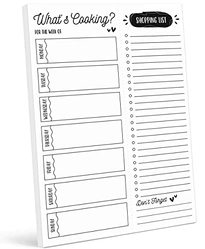 Inkdotpot Weekly Meal Planner Notepad 7″x10”,”What’s Cooking” Magnetic Meal Planning Pad with Tear Off Grocery Shopping List for Fridge- Kitchen & Home – 54 Sheets -K3