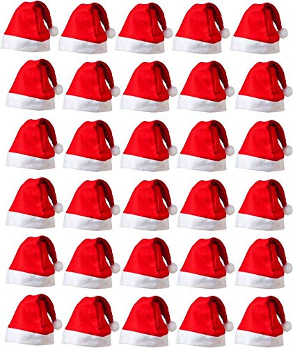 Jamboree Christmas Santa Claus Hat/Santa Claus Cap Merry Christmas Hat Cap for Christmas/Xmas Party Celebration (Pack of 30)