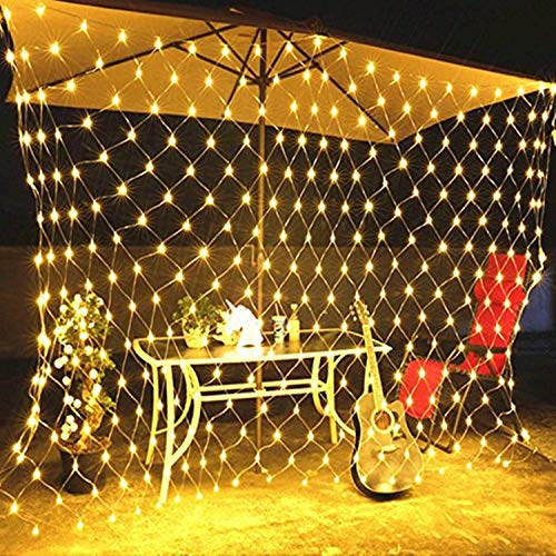 MIRADH Led Net Mesh Fairy String Lights -Led Lights For Home Decoration 6.6Ft X 6.6Ft 144 Leds Warm-White Net Led 2X2,Pvc,1 meters