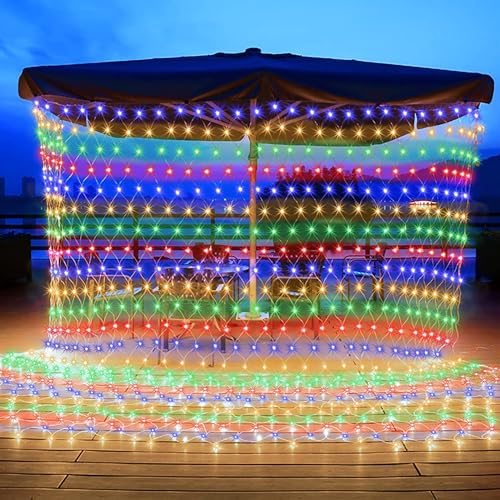 MIRADH Led Net Mesh String Lights/Led Lights For Home Decoration 9.8Ft X 6.6Ft 192 Leds 8 Modes Warm White (3X2M Multicolor)(Pvc),1 meters