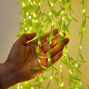 One94Store Artificial Leaf Curtain Led String Light,200 LEDs,8 Modes,Remote Control,Adjustable Brightness,Ac Plug – for Home (Warm White,3X1 Meter) – Copper