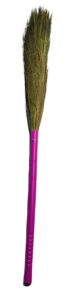 POCHAWALA Natural Grass Broom Plastic Handle Stick/Nut Broom for Home Cleaning | Phool Jhadu with Housekeeping & Cleaning Supplies Product for House & Office (Pink)