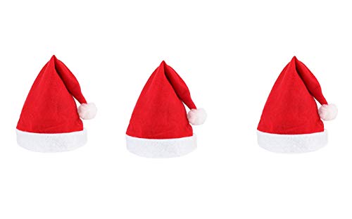 POPULAR Christmas HAT (Cap): Santa Claus Cap, 100% Comfortable and FLEXBILE, RED with White Color, Santa Claus HAT (Cap) Free Size Easy to WEAR- Party-Fun-UNLIMED 3PS Pack