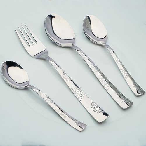 Parage 24 Pieces Stainless Steel Cutlery Set, Premium Cutlery for Home & Kitchen, Luxury Dining Tableware Gift for House Warming (6 Pieces Each Table Spoons, Table Forks, Dinner Spoons & Tea Spoons)