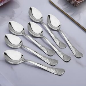 Parage 6 Pieces Stainless Steel Tea Spoons,13.5 cm Long, Premium Spoons Set for Home & Kitchen, Luxury Dinning Tableware Cutlery Set Gift for House Warming,6 Small Spoon, Silver Imperial Design