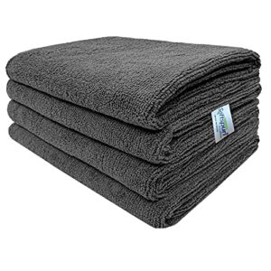 SOFTSPUN Microfiber Cloth 40×60 Cms, 4 Piece Towel Set, 340 GSM (Grey) Multi-Purpose Super Soft Absorbent Cleaning Towels for Home, Kitchen, Car, Cleans & Polishes Everything in Your Home.