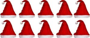 SSN SHOPEE Adult Christmas / Adult Santa Redd Hat Cap / Santa Claus Cap (Pack of 10)