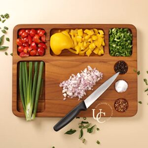 UTOPIA CHOICE Handcrafted Wooden Chopping Board Cum Serving Platter for Kitchen (2 in 1) | Durable & Eco-Friendly Cutting Board for Vegetables, Fruits & Bread | Natural Oil Finish