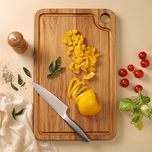 Utopia Choice Teak Wood Chopping Board for Kitchen | Durable & Eco-Friendly Reversible Cutting Board | Perfect for Vegetables, Fruits & Bread | Large (16x10x0.8 Inches) | Natural Oil Finish