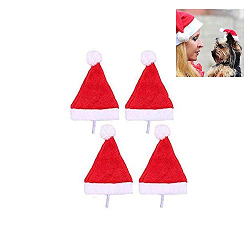 Yahpetes Dog Cat Pet Santa Hat Christmas Santa Claus 4 Pcs Pet Christmas Hat 5.5″X7.8″ Dog Costume for Puppy Kitten Small Cats Dogs Pets