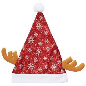 eCraftIndia Merry Christmas Snowflake Star Printed Santa Cap – Santa Claus Hat for Christmas Party – Best Gift for Boys & Girls