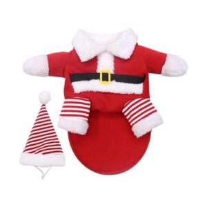 THE STYLE SUTRA® Cute Santa Claus Clothes Suit with Santa Hat for Parties Christmas S |1 Cute Pet Santa Claus Costume 1 Hat