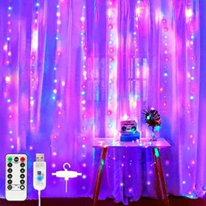 XERGY Window Curtain String Light 300 LED 8 Lighting Modes Fairy Lights Remote Control USB Powered Waterproof Lights for Bedroom Party Wedding Home Wall Decorations (Multi Color)