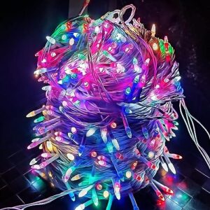 Elixxeton US LED White Wire Diwali Lights with Waterproof Indoor/Outdoor for Home Decoration Diwali Christmas Birthday Wedding Party LED Diwali Lights Multicolor 60 Meter (190 ft) Pack of 1 || yu-07