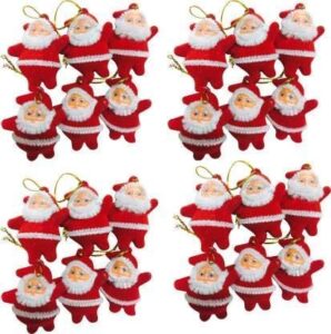 APSAMBR-Mini Santa Claus Doll Hanging Doll for Xmas Tree Decorations – Christmas Decoration Ornaments Items – Santa Claus Toy Doll for Kids & Christmas Decor (24 Pcs)