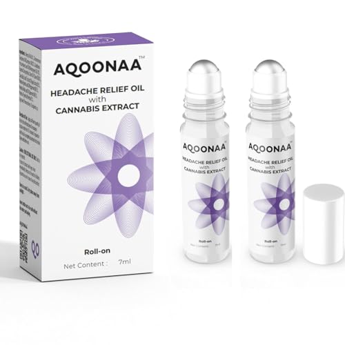 AQOONAA Headache Relief Roll On | Relief from migraine, tension headache, hypnic and cluster headaches (Pack 2)