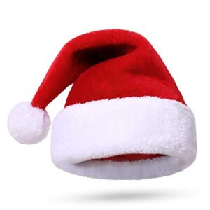 Adults’ Christmas Santa Claus Hat,Plush Xmas Cap,Velvet Headwear 18.5X12 Inch 1 Pack Red