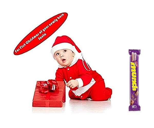 BABYBERRY Santa Claus Dress Costume for Baby Boys Girls Kids (0-6 Months) With Chocolate For Christmas/New Year (Deluxe Series)