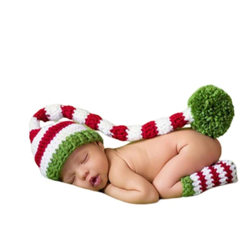 BabyMoon Baby Photography Long Tail Cap Baby Props | Red-Green