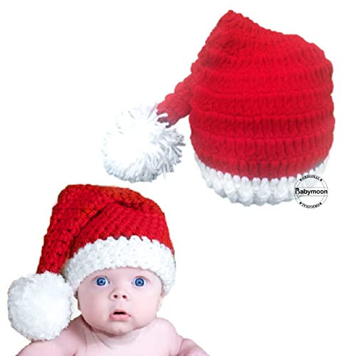 Babymoon Christmas Cap Newborn Photography Crochet Outfit Costume – Red