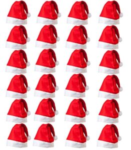 Evisha 24 Pcs Christmas Caps Santa Caps Charistmas caps For Tree Decoration X-Mass Caps Hats Santa Caps Santa Claus Caps