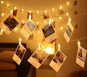 FEBLICH Photo Clip LED String Lights for Photo Hanging, Birthday, Wedding, Diwali, Christmas, Festival, Party, Patio, Lawn, Restaurants, Home Decoration Warm White Clip LED Light (10 Clip String)