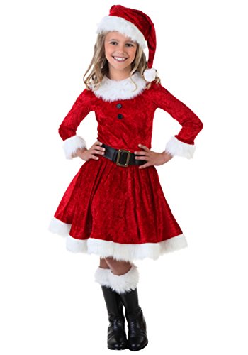 FancyDressWale Cotton Blend Miss Santa Costume for Christmas, Red (Boots Not Include)