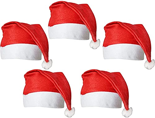 Forty Wings 5 Pcs Christmas Santa Cap Santa Claus Hat Merry Christmas Party Cap Hat for Christmas /Xmas Party Decoration Party Celebration