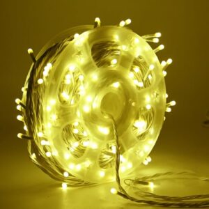 GIGAWATTS HEHE 50M LED Serial String Light Reel Fairy Lights Decoration Lamp for Indoor Outdoor Diwali Party Wedding Christmas Festival Lighting Decor (Pack of 1, Warm White)