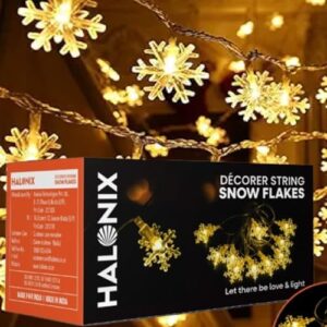 Halonix Decorer Snow Flakes 15 Bright Led String Light | Diwali Light | Christmas Light | Wedding Light | Festive Lights for Home Decoration (Warm White, 4 Meters)